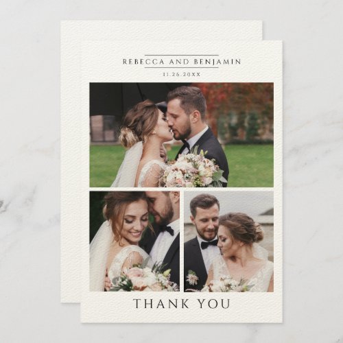 Modern Wedding Photo Collage Mr and Mrs Thank You Card