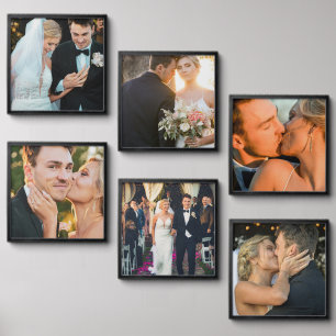 Modern Wedding Photo Collage Peel And Stick Photo Tile