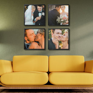 Modern Wedding Photo Collage Peel And Stick Photo Tile