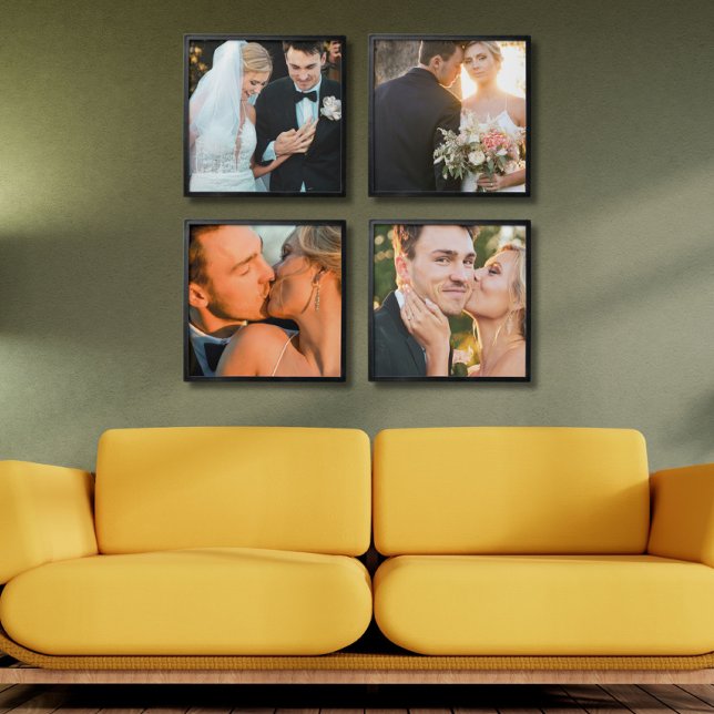 Modern Wedding Photo Collage Peel And Stick Photo Tile (Creator Uploaded)