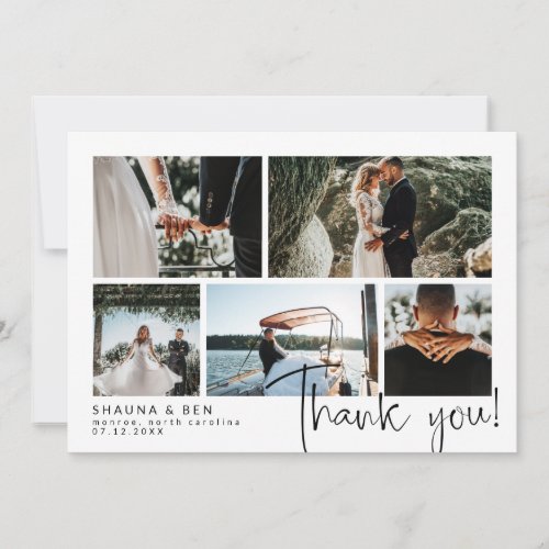 Modern Wedding Photo Collage Thank You