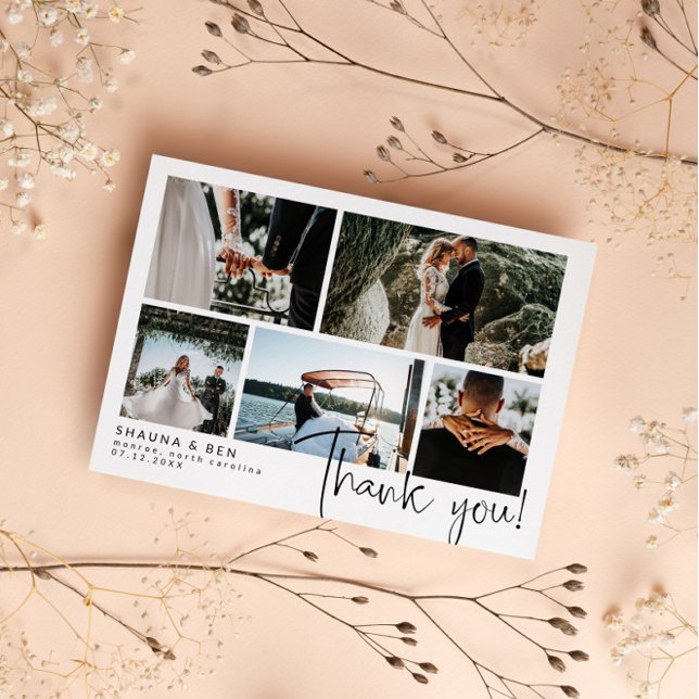 Modern Wedding Photo Collage Thank You (Creator Uploaded)