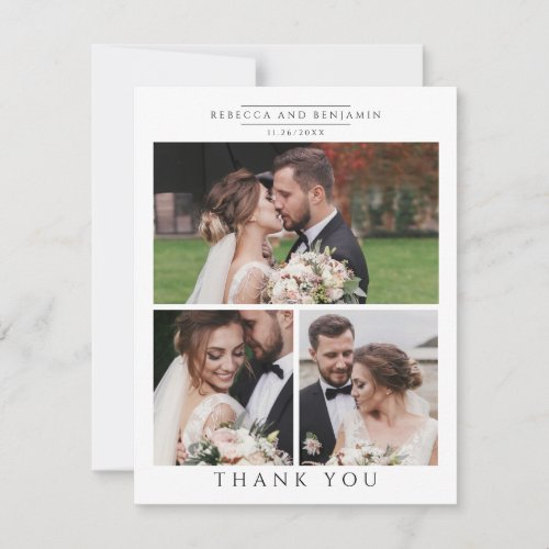 Modern Wedding Photo Collage Thank You Card