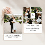 Modern Wedding Photo Collage Thank You Card<br><div class="desc">Say "thank you" in style with the Modern Wedding Photo Collage Thank You Card, featuring a sleek photo collage layout with space for 5 cherished wedding photos. Designed for newlyweds, this elegant and minimalist card blends modern simplicity with heartfelt gratitude, offering the perfect way to share your message. Fully customizable,...</div>
