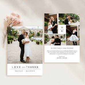 Modern Wedding Photo Collage Thank You Card