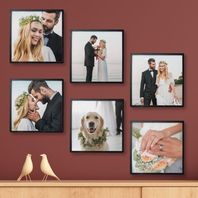 Modern Wedding Photo Collage Wall Peel And Stick Photo Tile (Creator Uploaded)