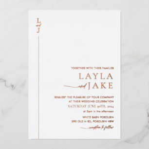 Modern Wedding Photo Foil Invitation LAYLA