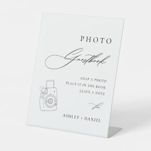 Modern Wedding Photo Guestbook Pedestal Sign