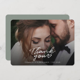 Modern Wedding Photo Hand-Lettered Thank You