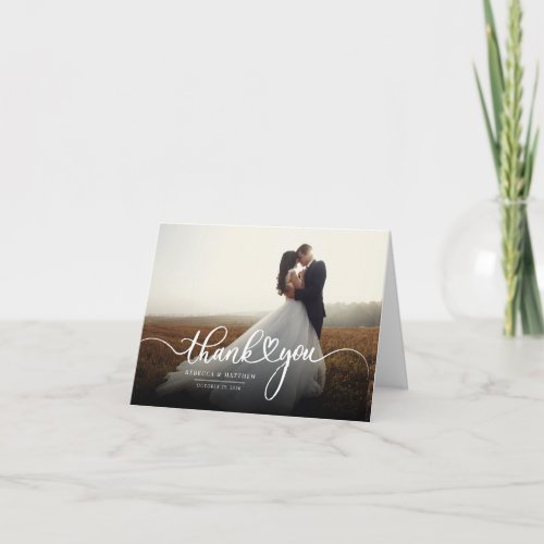 Modern Wedding Photo Hand_Lettered Thank You Card