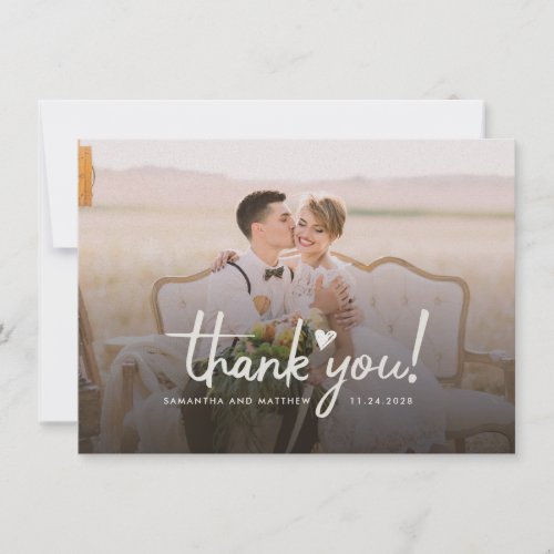Modern Wedding Photo Hand_Lettered Thank You Card
