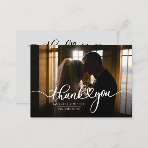 Modern Wedding Photo Hand_Lettered Thank You Note Card