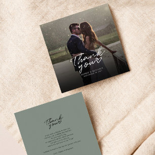 Modern Wedding Photo Hand-Lettered Thank You Note Card