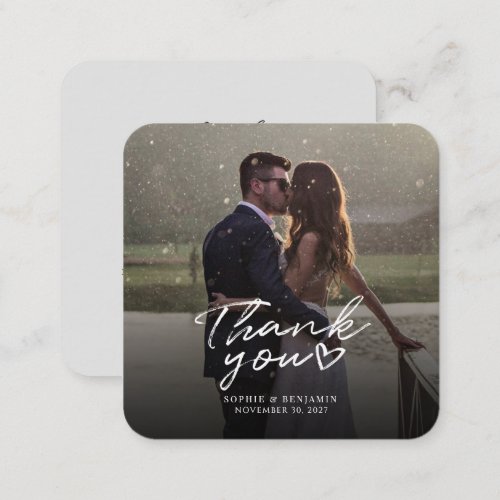 Modern Wedding Photo Handwritten Thank You Note Card