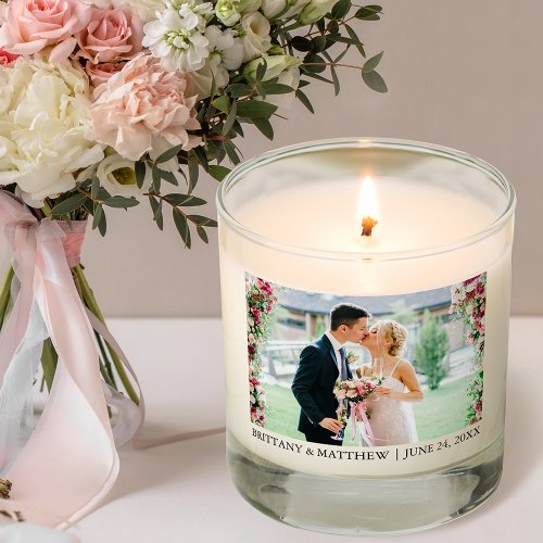 Modern Wedding Photo Names and Date Scented Candle