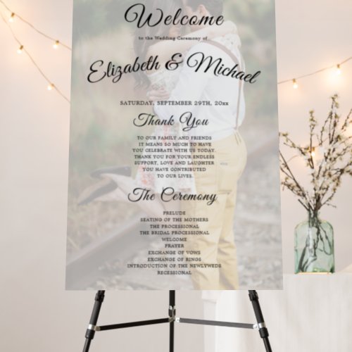 Modern Wedding Photo Overlay Elegant Program Foam Board