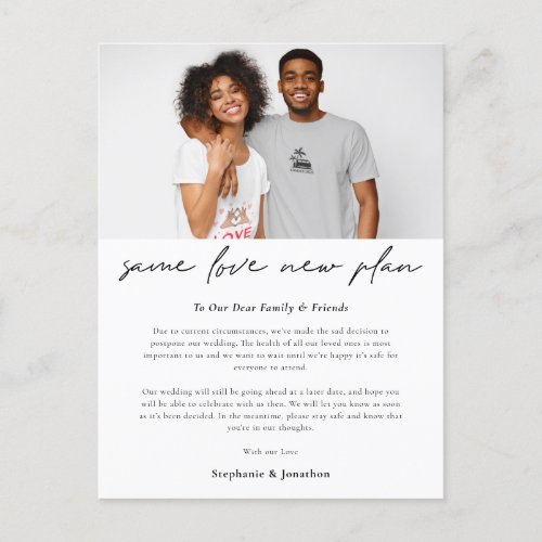 Modern Wedding Photo Same love New Plan Script Announcement Postcard