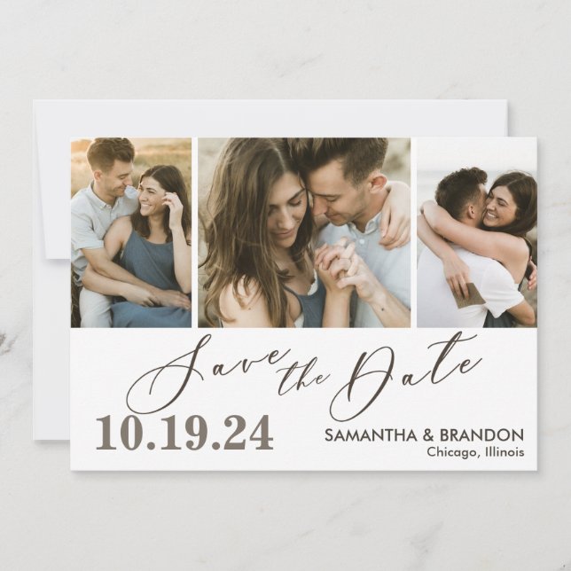Modern Wedding Photo Save the Date Card (Front)