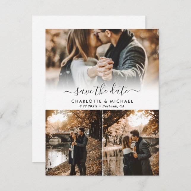 Modern Wedding Photo Save The Date Cards (Front/Back)