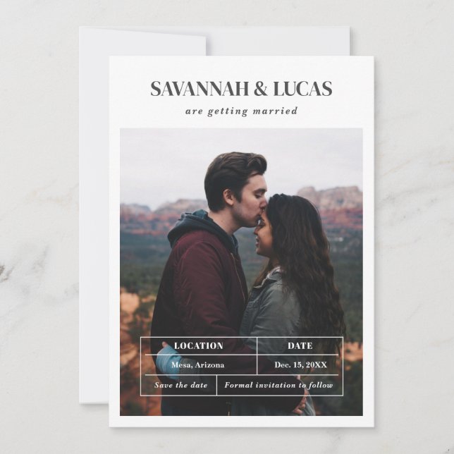 Modern Wedding Photo Save the Date Invitation (Front)
