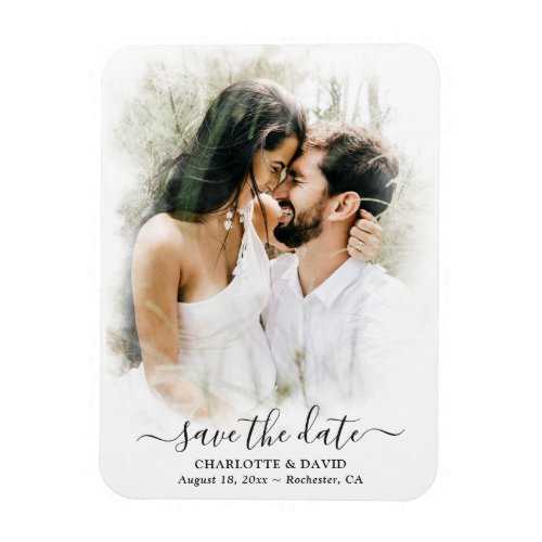 Modern Wedding Photo Save The Date Magnet