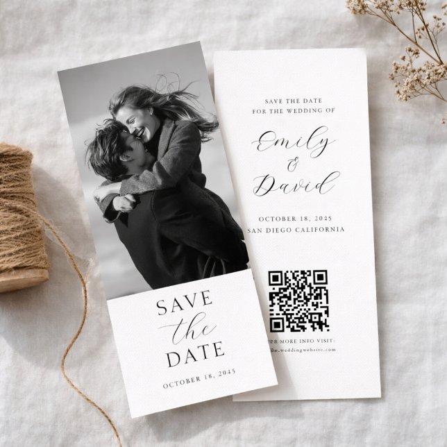 Modern Wedding Photo Save the Date with QR Code (Creator Uploaded)