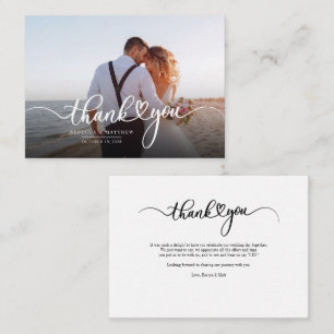 Modern Wedding Photo Script Thank You Note Card