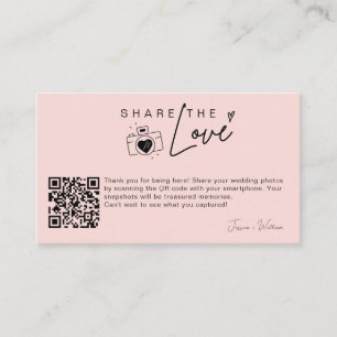 Modern Wedding Photo Share the love Qr Code Enclosure Card