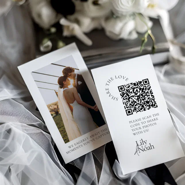 Modern Wedding Photo Share The Love QR Code Enclosure Card | Zazzle