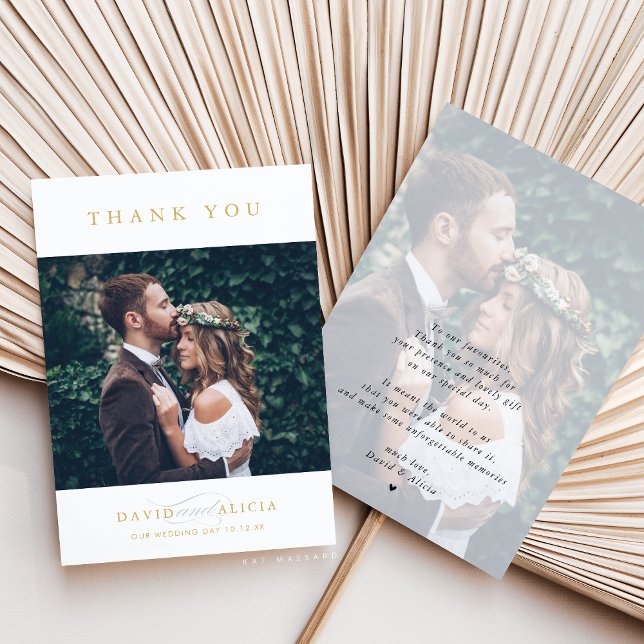 MODERN WEDDING photo simple classic gold black Invitation (Creator Uploaded)