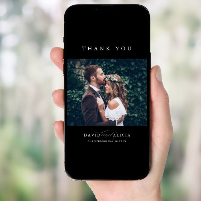 MODERN WEDDING photo simple classic serif black Invitation (Front Digital)