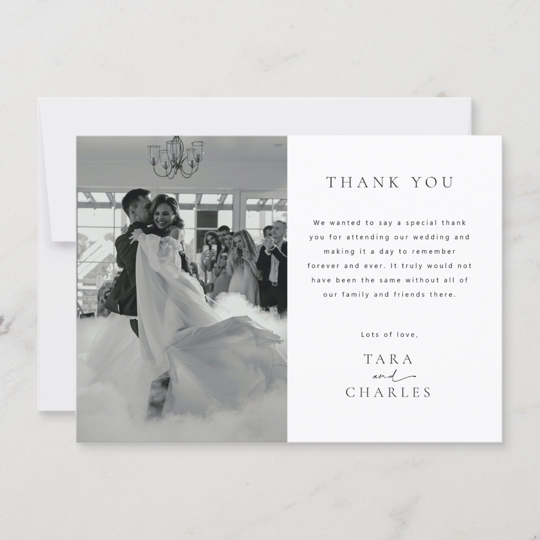 Modern Wedding Photo Thank You Card | Zazzle