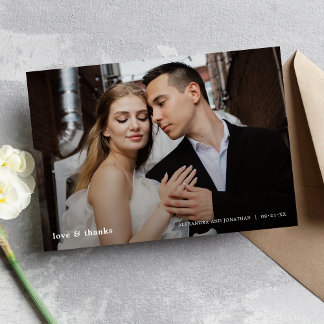 Modern Wedding Photo Thank You Card