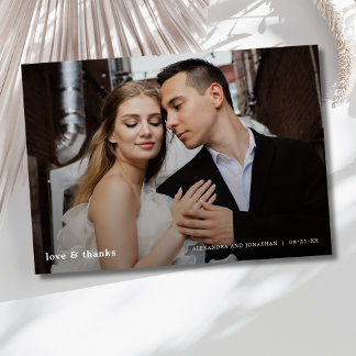 Modern Wedding Photo Thank You Card