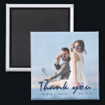 Modern Wedding Photo Thank You Favor Magnet<br><div class="desc">Wedding thank you favor magnets, customized with your photo, names and wedding date. Modern blue watercolor design with "thank you" in a handwritten font in navy blue. This design can be customized in a different color combo to match your photo - contact me using the button below. I'd be happy...</div>