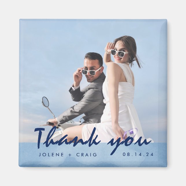 Modern Wedding Photo Thank You Favor Magnet (Front)