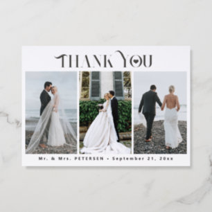 Modern wedding photo thank you letterpress photo cards