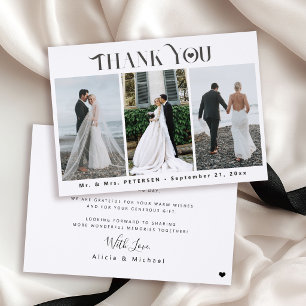 Modern wedding photo thank you letterpress photo cards