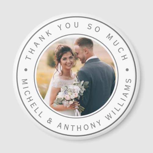 Modern Wedding Photo Thank You Magnet