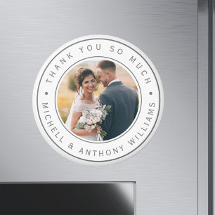 Modern Wedding Photo Thank You Magnet