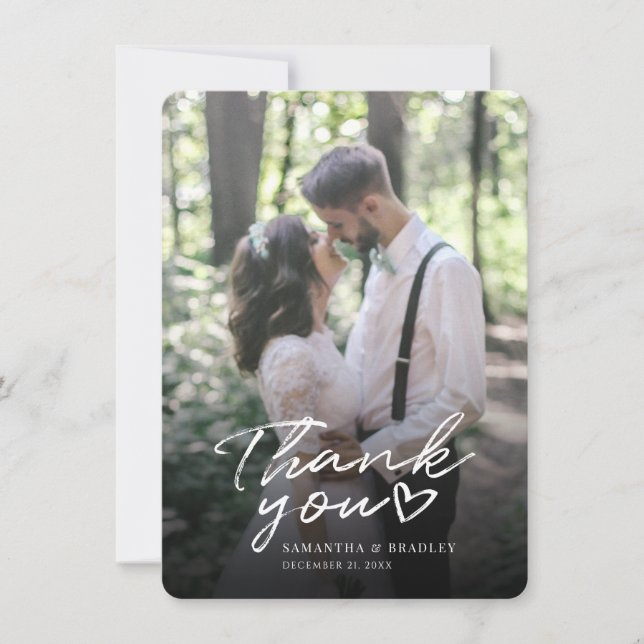 Modern Wedding Photo Thank You Note Card (Front)