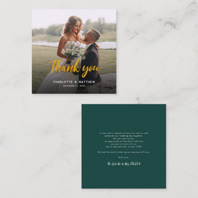 Modern Wedding Photo Thank You Note Card (Front/Back)