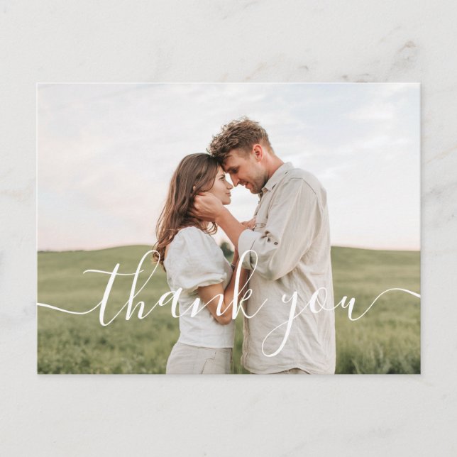 Modern Wedding Photo Thank You Postcard (Front)