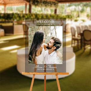 Modern Wedding Photo Welcome Black Acrylic Sign