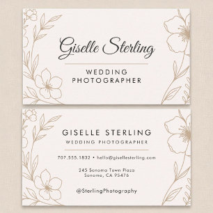 Modern Wedding Photographer Botanical Blush Black Business Card