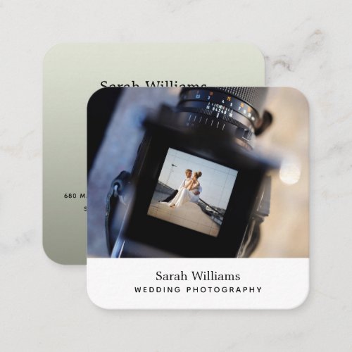 Modern Wedding Photographer Photo Square Business Card