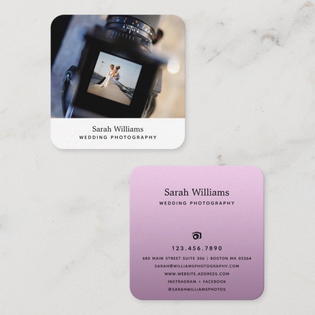 Modern Wedding Photographer Photo Square Business Card (Front/Back)