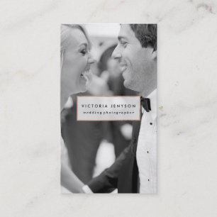 Modern wedding photographer rose gold photo business card