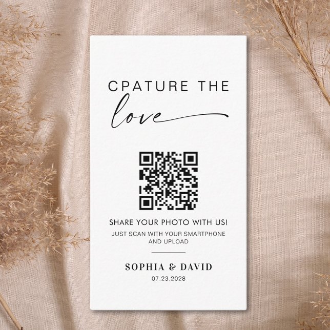 Modern Wedding Photos Capture the love QR Code Enclosure Card (Creator Uploaded)