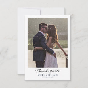 Modern Wedding Photos Handwritten Custom Thank You Card